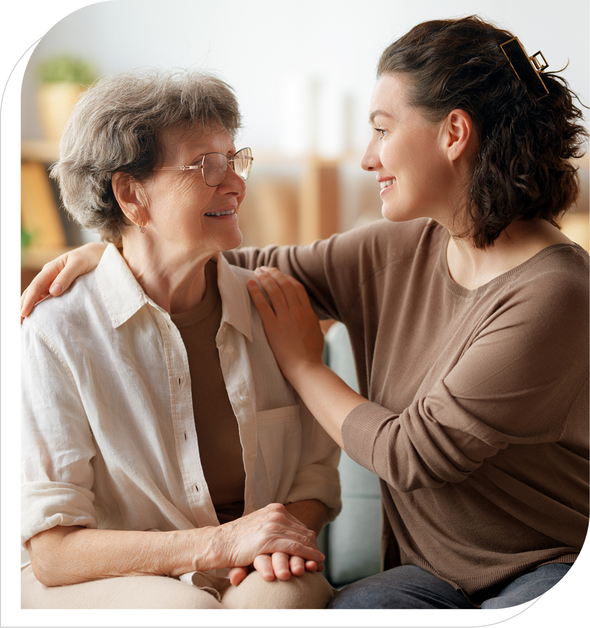 Mother and daughter sharing a joyful moment