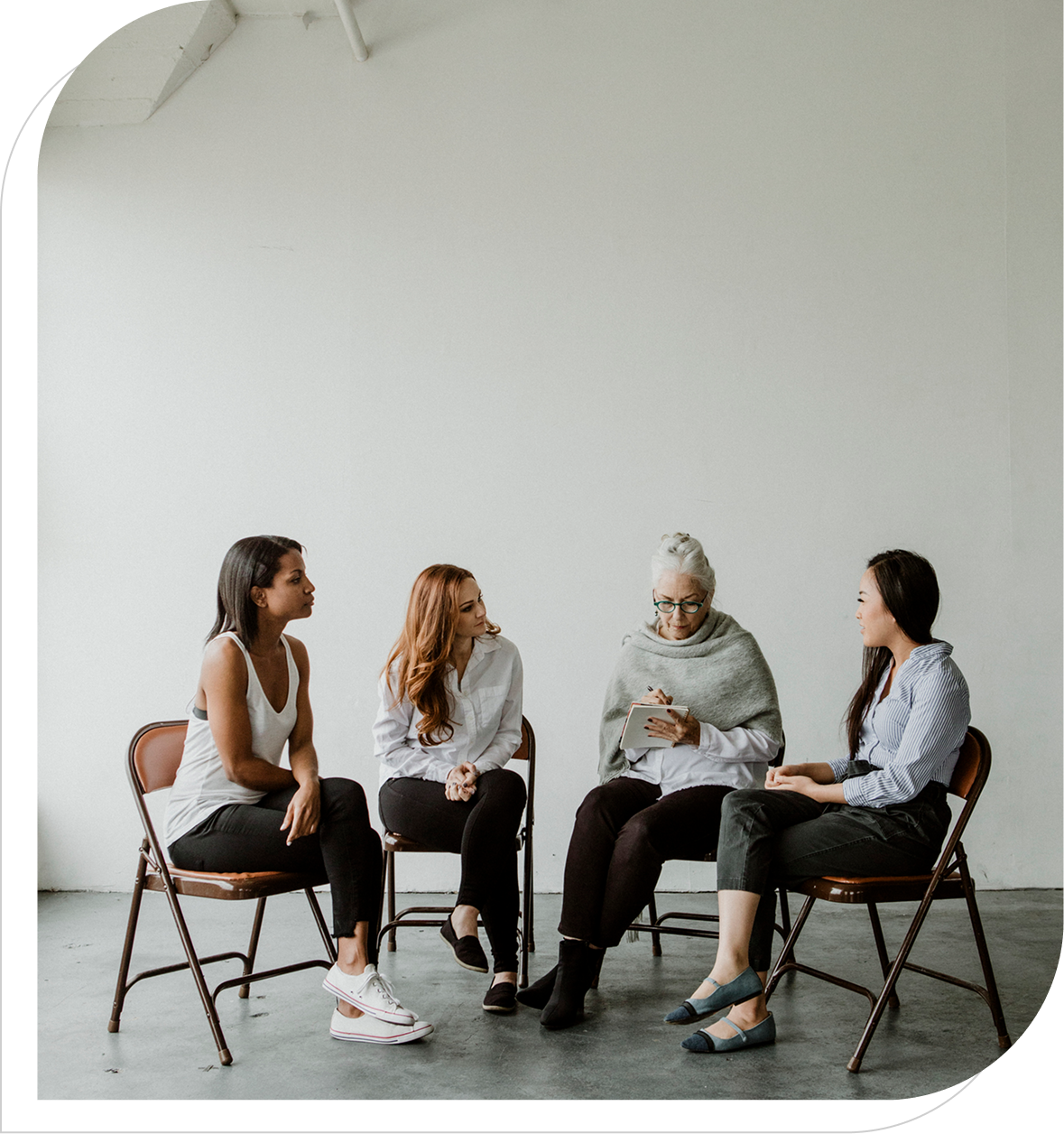 Women having a group discussion
