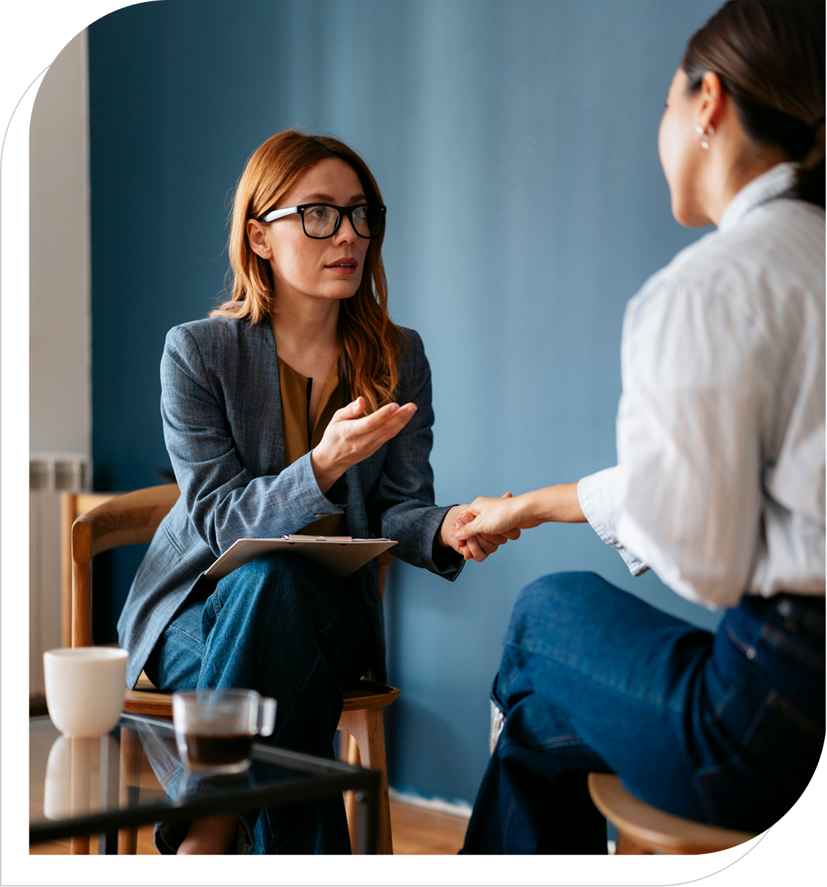 Business meeting between two women