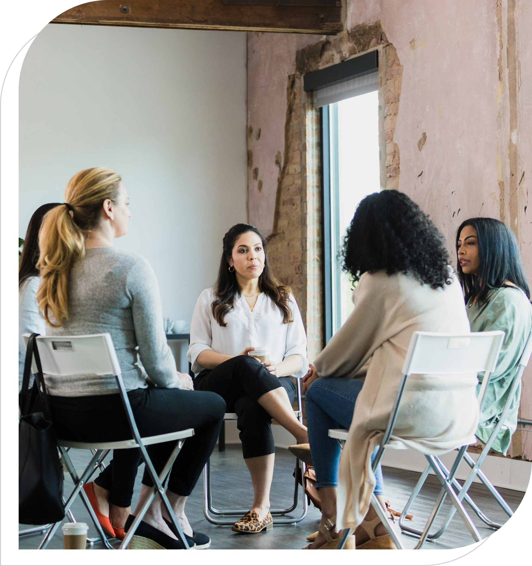 Meeting in a rustic room